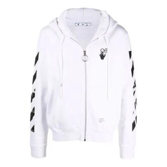 Carav Arrow Slim Zip Hoodie „Weiß/Schwarz“