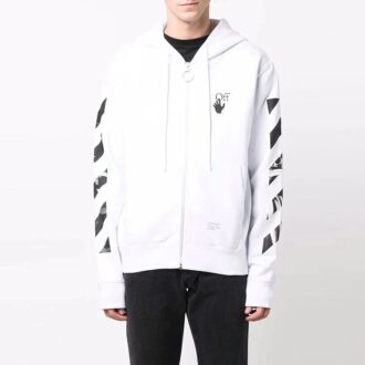 Carav Arrow Slim Zip Hoodie „Weiß/Schwarz“