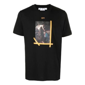 Caravaggio bedrucktes Baumwoll-T-Shirt Schwarz