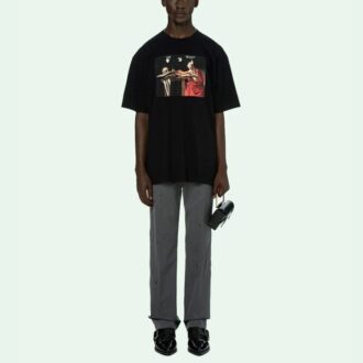 Caravaggio Kurzarm-Over-T-Shirt „Schwarz/Rot“