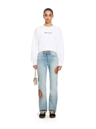 Crop-Crewneck mit gesticktem Pfeil-Schriftzug