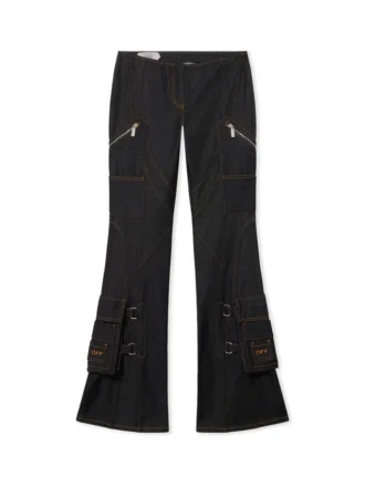 Denim-Flare-Hose mit Taschen und Gürtel