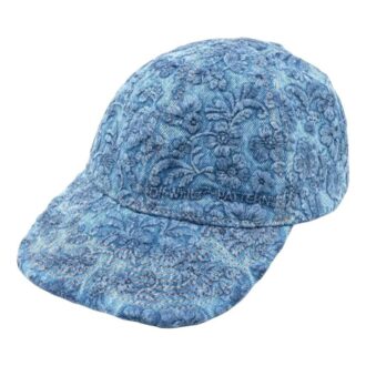 Denim-Kappe mit Blumenstickerei