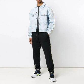 Denimjacke mit gespleißten Ärmeln, gewaschen, weiß