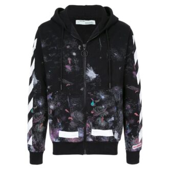 Diag Galaxy Brush Zip Hoody „Schwarz Weiß Multicolor“