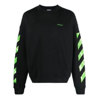 Diag Stripe Baumwoll-Sweatshirt „Schwarz“
