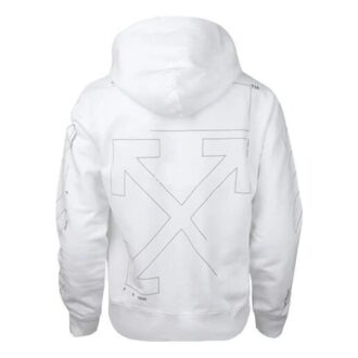 Diagonal Sleeve Unfinished Popover Hoody Weiß