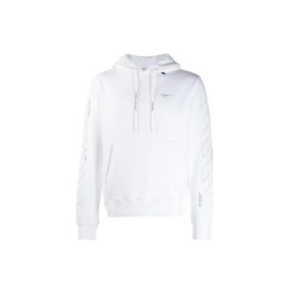 Diagonal Sleeve Unfinished Popover Hoody Weiß