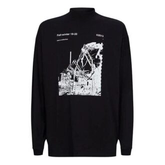 Factory T-Shirt mit Stehkragen „Schwarz“