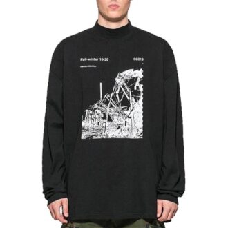 Factory T-Shirt mit Stehkragen „Schwarz“