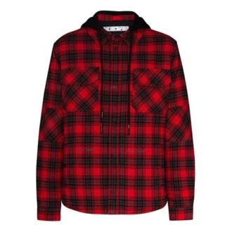 Flanell-Kapuzenhemdjacke mit Karomuster, rot
