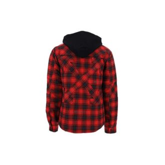 Flanell-Kapuzenhemdjacke mit Karomuster, rot