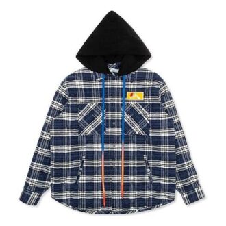 Flanell-Karo-Kapuzenjacke Blau