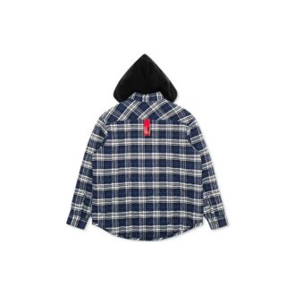Flanell-Karo-Kapuzenjacke Blau
