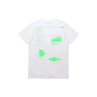 Fluoreszenz-Alphabet-Print Kurzarm Weiß