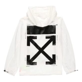 FW19 Bedruckte Kapuzenjacke für Herren, weiß