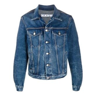 FW20 Bedruckte Denim-Jacke Herren Marineblau