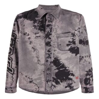 FW20 Denim-Hemd mit Pfeil-Logo und Tie-Dye-Effekt für Herren, schwarz