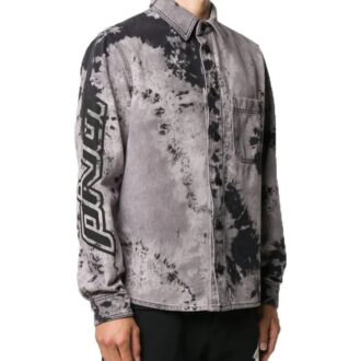 FW20 Denim-Hemd mit Pfeil-Logo und Tie-Dye-Effekt für Herren, schwarz