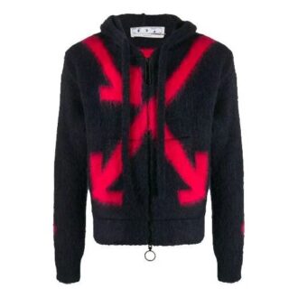 FW20 Fuzzy Arrows Arrow Kapuzenpullover mit langen Ärmeln für Herren, Schwarz