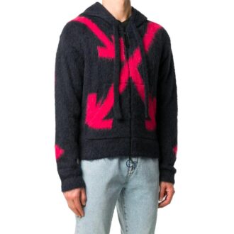 FW20 Fuzzy Arrows Arrow Kapuzenpullover mit langen Ärmeln für Herren, Schwarz