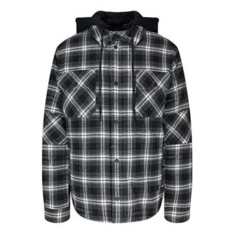 FW20 Karierter Langarm-Kapuzenmantel für Herren, Schwarz