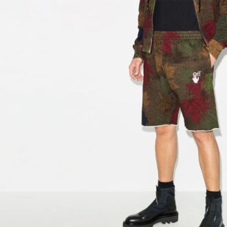 FW20 Leaf Camouflage Arrow Applique Shorts Herren Khaki/Grün