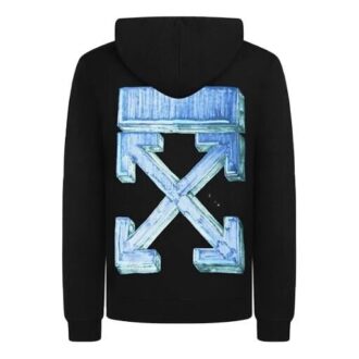 FW20 Pullover mit Kapuze und Pfeilprint für Herren, Schwarz