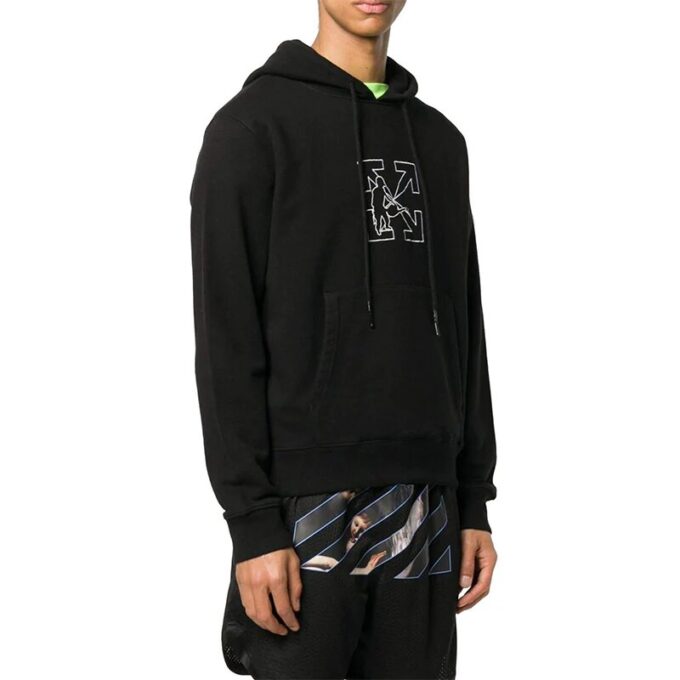 FW20 Stickerei-Kapuzenpullover Herren Schwarz
