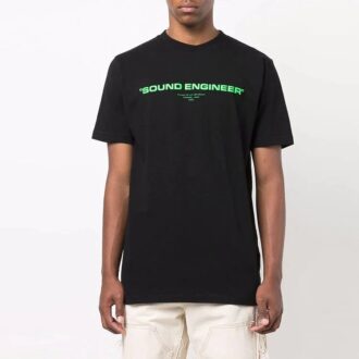 FW21 Alphabet-Print-Muster Kurzarm-Standardversion Schwarz