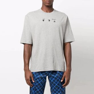 FW21 Arrow Logo Print Rundhals-Shorts-T-Shirt Standardversion Grau