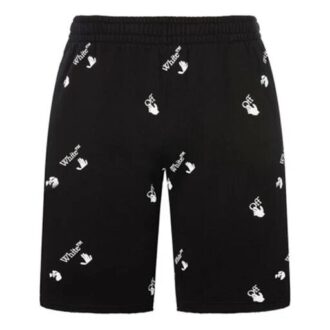 FW21 Baumwoll-Shorts mit durchgehendem Alphabet-Print, Casual-Version, Schwarz