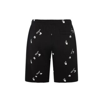 FW21 Baumwoll-Shorts mit durchgehendem Alphabet-Print, Casual-Version, Schwarz