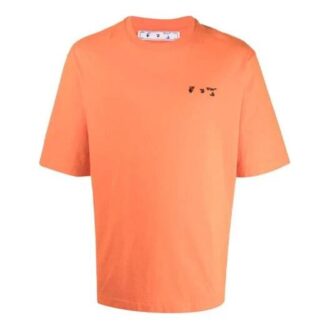 FW21 Brustlogo-Aufdruck Rundhalsausschnitt Shorts Kurzarm Standardversion Orange