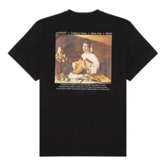 FW21 Caravaggio-Gemälde Kurzarm-Shorts, lockere Passform, schwarz