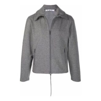 FW21 Einfarbige Jacke mit Revers und Reißverschluss, Version Grau