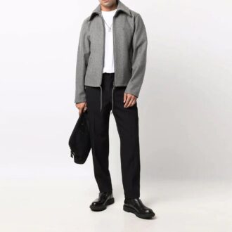 FW21 Einfarbige Jacke mit Revers und Reißverschluss, Version Grau