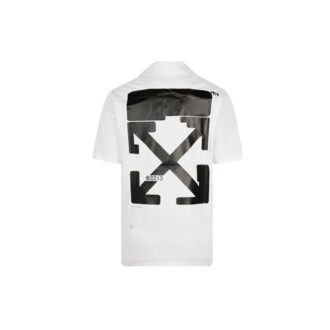 FW21 Freizeithemd mit großem Print-Motiv der Arrows, lockere Passform, Weiß