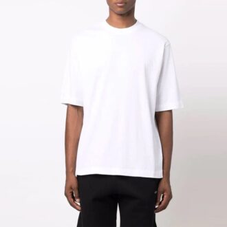 FW21 Geometrie-Muster Rundhalsausschnitt Shorts Kurzarm Slim Fit Version Weiß