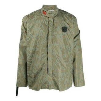 FW21 Jacke mit großem Alphabet-Logo-Aufdruck und Reißverschluss, grün