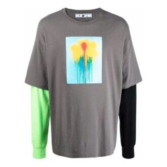 FW21 Langarm-T-Shirt mit Musterdruck, grau