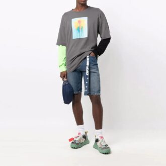 FW21 Langarm-T-Shirt mit Musterdruck, grau