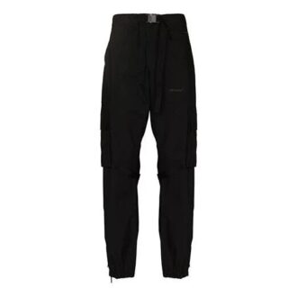 FW21 Logo einfarbige Cargo-Freizeithose Standardversion Schwarz