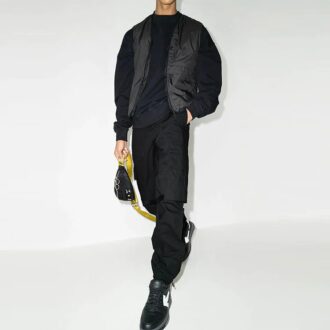 FW21 Logo einfarbige Cargo-Freizeithose Standardversion Schwarz