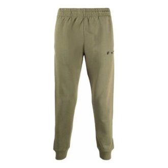 FW21 Logo Elastischer Bund Gerade geschnittene Sport-Lange Hose Standardversion Dunkelgrün