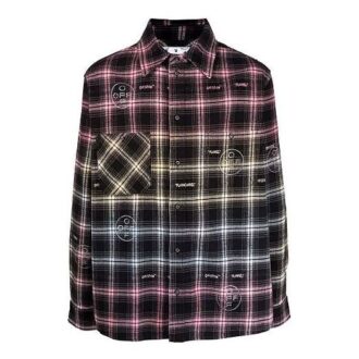 FW21 Logo-Muster Kariertes Langarmhemd, lockere Passform