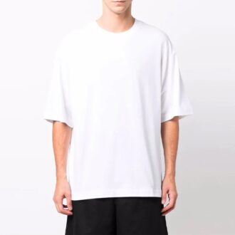 FW21 Logo-Muster Kurzarm-Hemd, lockere Passform, Weiß