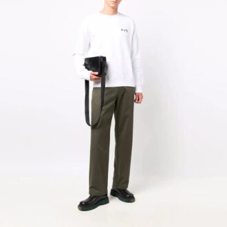 FW21 Logo-Muster Rundhalsausschnitt Langarm Standardversion Weiß