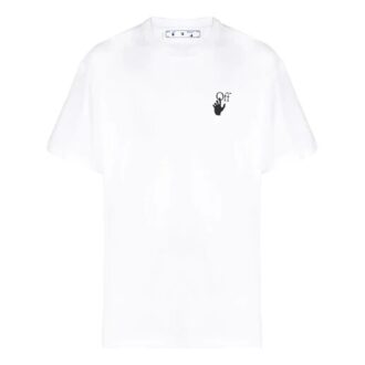 FW21 Logo-Pfeil Rundhalsausschnitt Shorts Kurzarm Locker sitzend Weiß