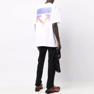 FW21 Logo-Pfeil Rundhalsausschnitt Shorts Kurzarm Locker sitzend Weiß